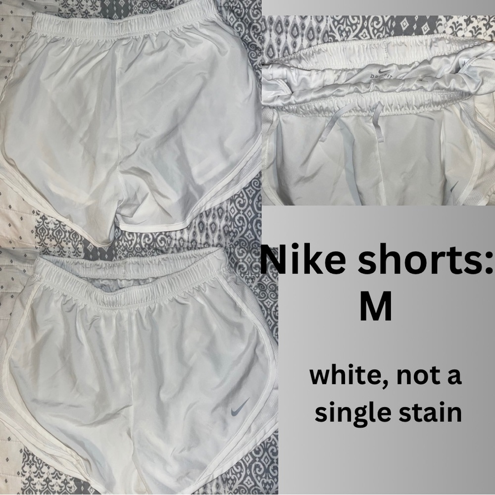 White Nike Tempo Dry Fit athletic running shorts